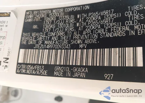 2007 Toyota 4Runner Sport V6 из США, поврежденный, VIN JTEZU14R970093343